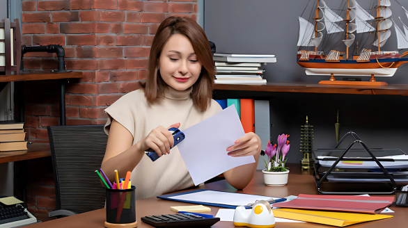 Woman verifying academic documents for international submission at Dreamway